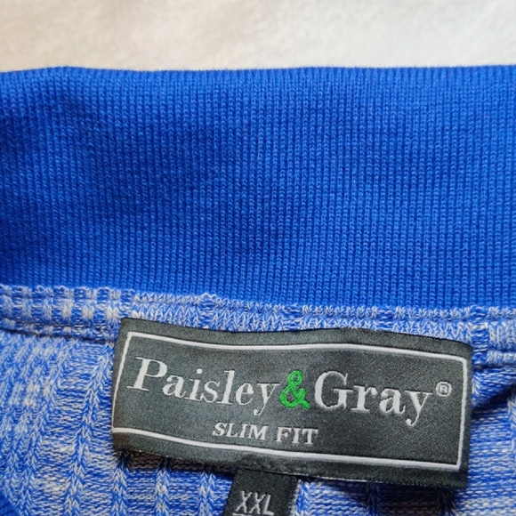 Paisley & Gray. Men's Blue Polo Shirt Slim Fit - Picture 5 of 10
